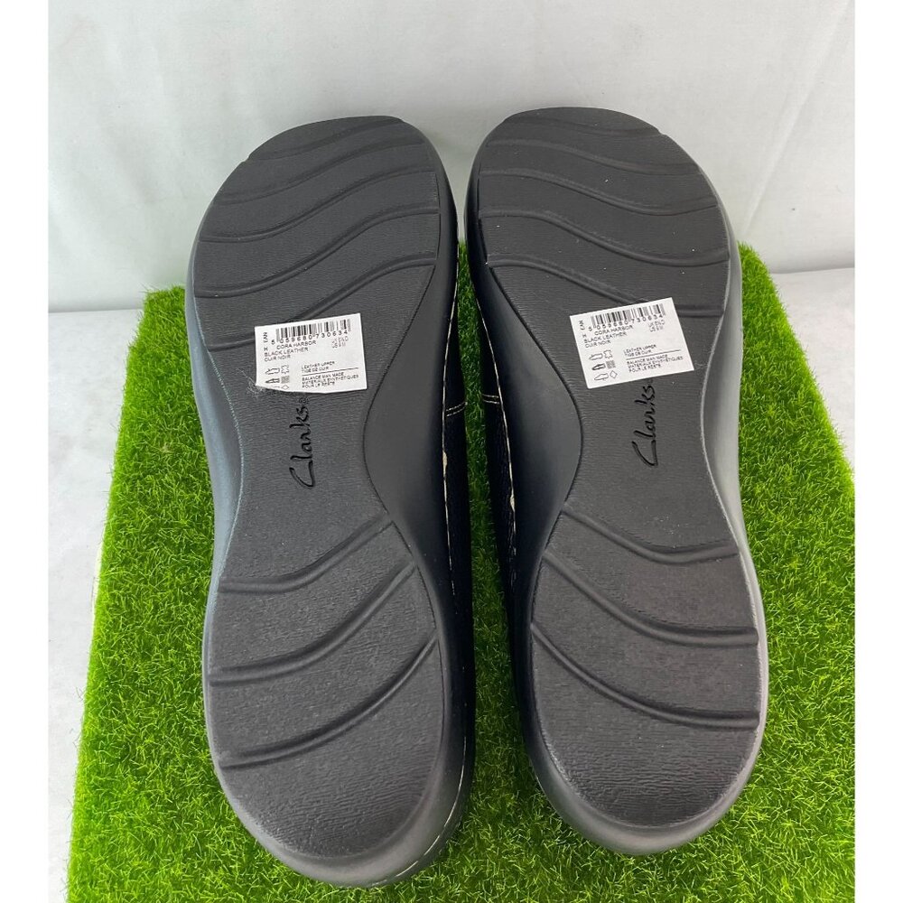 New Clarks Womens Leather Slip-On Comfort Shoes Size 9 Black - Picture 4 of 8